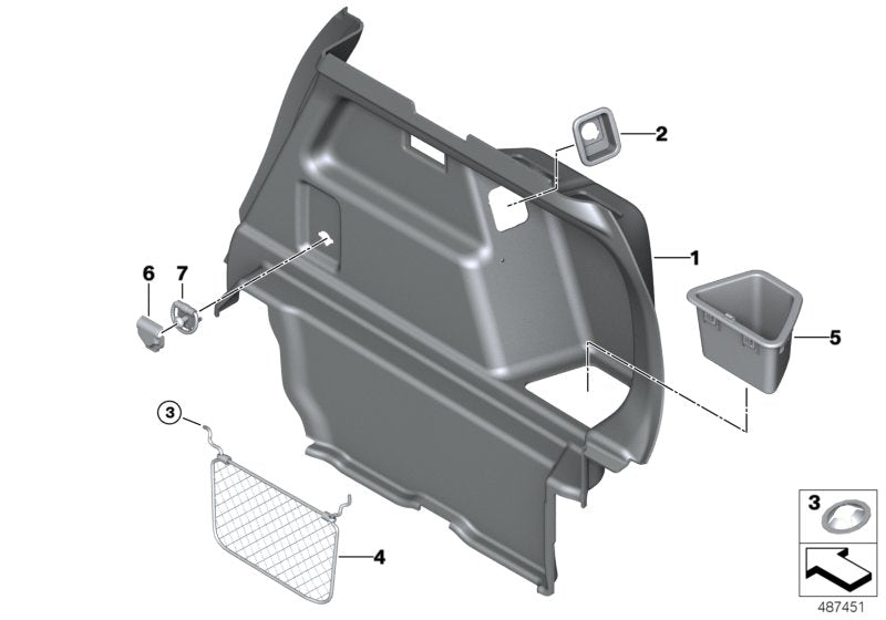 Genuine BMW 51477423244 F39 Right Trunk Trim (Inc. X2)