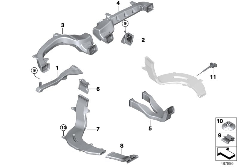 Genuine BMW 64227425127 G02 Rear Pass.Compart.Heating Duct Rear Left (Inc. X3 & X4 M40iX)