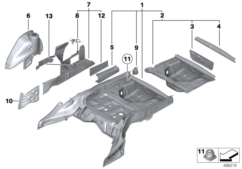 Genuine BMW 41117263768 End Plate, Side Member, Right (Inc. 520d, 530dX & 535iX)