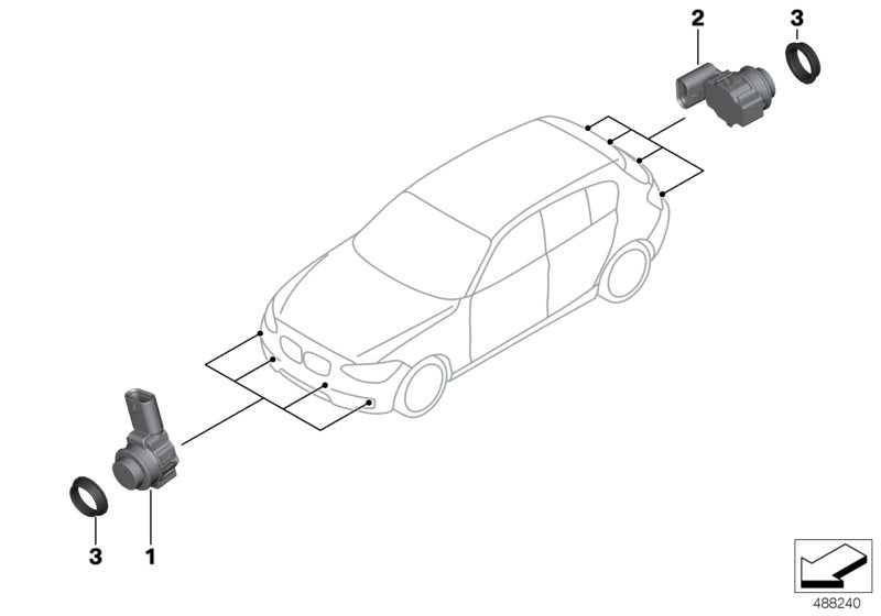 Genuine BMW 66209353663 F22 Ultrasonic Sensor, Mediterranean Blue WC10 (Inc. 120dX, M240iX & 420i)