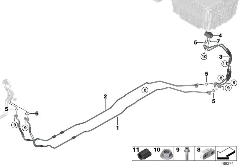Genuine BMW 64539303457 G11 G11 Pressure Line, Underfloor (Inc. 745e & 740e)