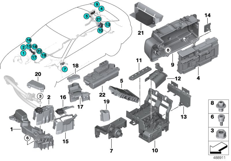 Genuine BMW 61149350313 G32 G30 Power Distribution Box, Front Right (Inc. 750i, 745eX & 740LiX)