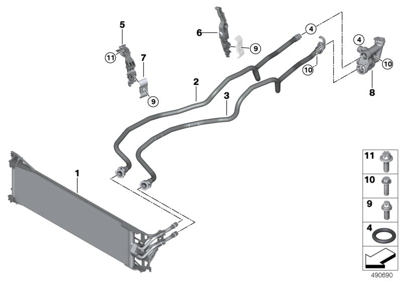 Genuine BMW 17229894175 G05 G07 Transmission Oil Cooler Line, Flow (Inc. X5 40iX & X7 40iX)
