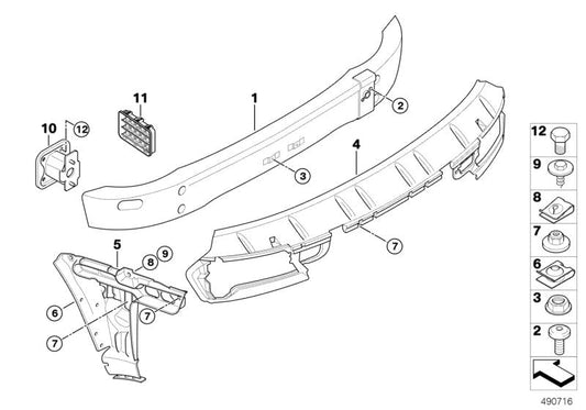 Genuine BMW 51128044544 E63 E64 Carrier, Bumper Rear M (Inc. M6)