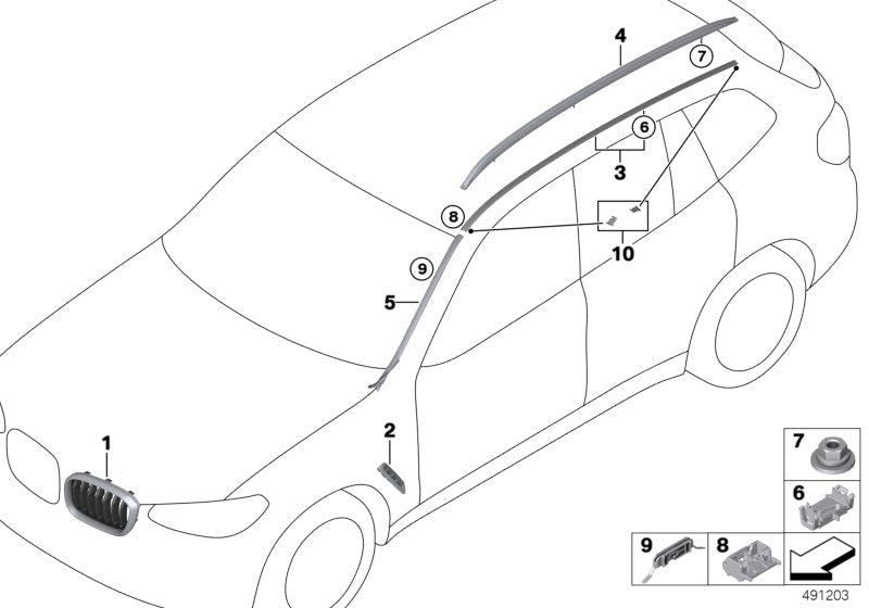Genuine BMW 51137483862 Roof Trim Strip Right (Inc. X4)