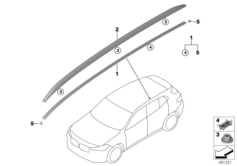 Genuine BMW 51137429617 F39 Roof Molding Left SCHWARZ (Inc. X2)