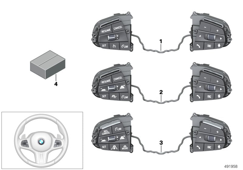 Genuine BMW 61319472808 G16 F93 G06 Switch, Multifunct. Steering Wheel (Inc. X5 M50iX, X7 M50iX & X6 40i)