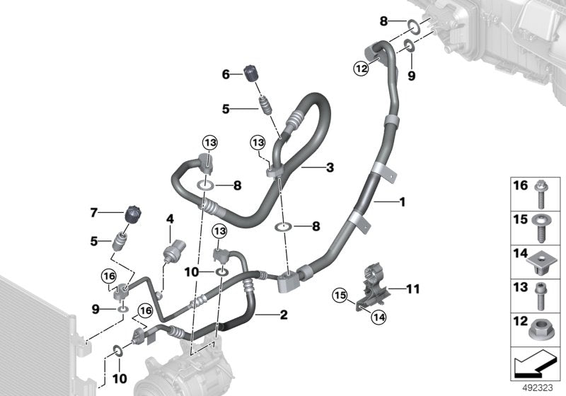 Genuine BMW 64539496579 G07 G05 G06 Refrigerant Line, Dual Line R1234YF (Inc. X7 30dX, X5 30dX & X6 30dX)