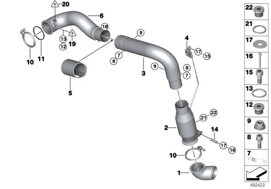 Genuine BMW 18308416346 Exhaust Pipe, Right TURBO>CATALYST (Inc. M6 GT3)