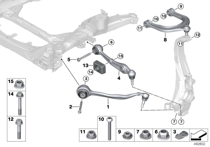 Genuine BMW 31106883116 G07 G05 G06 Wishbone With Rubber Mount Top Right (Inc. X7)