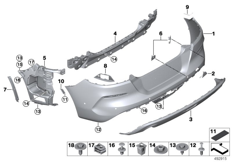 Genuine BMW 51129465217 G29 Bumper Trim Panel, Primed, Rear PDC (Inc. Z4 20i & Z4 30i)