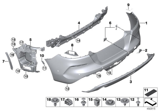 Genuine BMW 51129465217 G29 Bumper Trim Panel, Primed, Rear PDC (Inc. Z4 20i & Z4 30i)