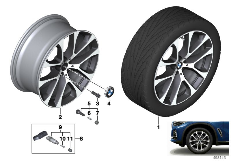 Genuine BMW 36116883758 G05 G06 Light Alloy Rim Ferricgrey 10,5JX20 ET:40 (Inc. X5)