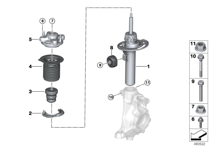 Genuine BMW 31316895962 G20 Front Right Spring Strut (Inc. 320i)