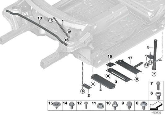 Genuine BMW 51617292793 F39 Strut Tower Brace, Right (Inc. 220dX & X2)