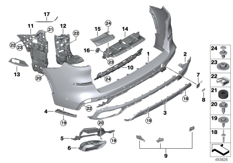 Genuine BMW 51128099937 Cover, Bumper, Rear Painted -M- (Inc. X5)