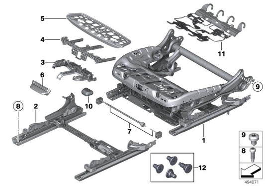 Genuine BMW 52107314201 F15 Seat Rail, Electric, Left (Inc. X6 40dX, 740dX & 750dX)