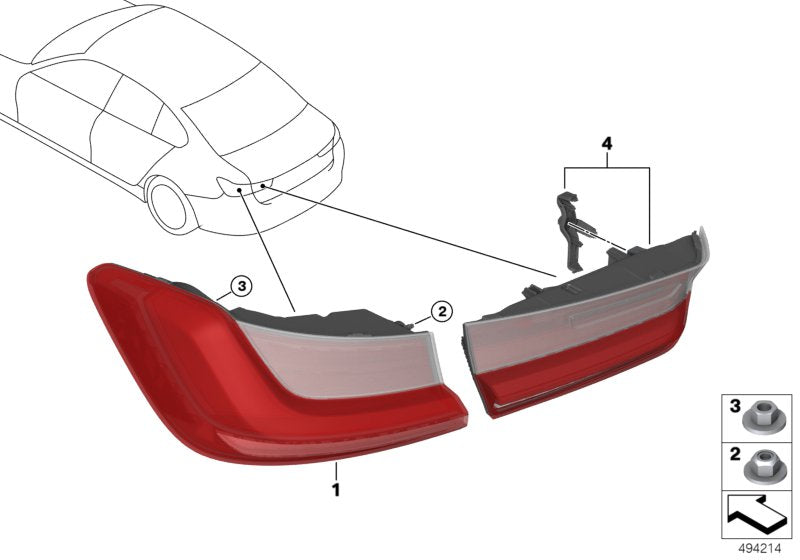 Genuine BMW 63217420455 G20 Rear Light In Trunk Lid, Left (Inc. M340i, 330i & 330iX)
