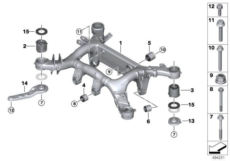 Genuine BMW 33316873232 G14 G15 Rear Axle Carrier (Inc. 840iX, 840i & M850iX)