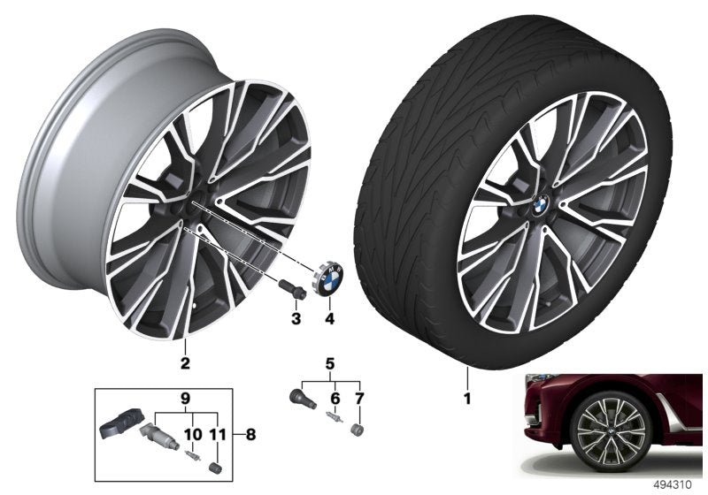 Genuine BMW 36118090109 G07 Disk Wheel, Light Alloy, In Orbitgrey 10,5JX22 ET:43 (Inc. X7)