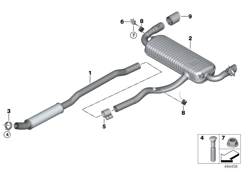 Genuine BMW 18308744675 F44 Rear Muffler With Exhaust Flap (Inc. M235iX)