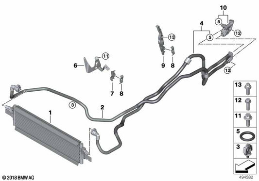 Genuine BMW 17228654911 Transmission Oil Cooler Line, Return | ML Performance UK Car Parts