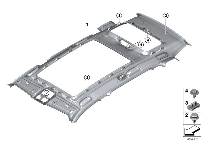 Genuine BMW 51449472367 G07 Rooflin.Panor.Gl.Roof Audio, Alcantara NACHTBLAU (Inc. X7)