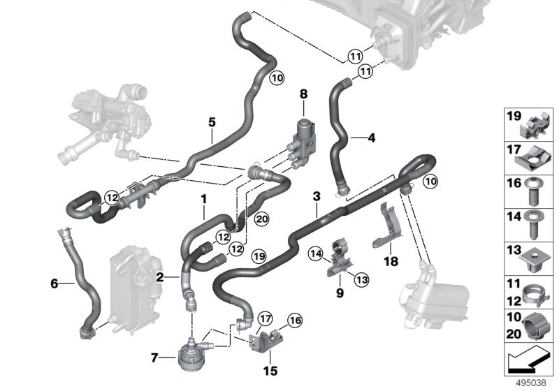 Genuine BMW 64219496099 G11 Coolant Hose, Supply Capacitor - engine (Inc. 745LeX, 745eX & 745Le)