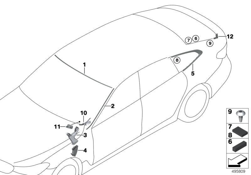 Genuine BMW 51378495574 G32 Finisher, Side Window, Rear Right (Inc. 630dX, 630i & 640i)