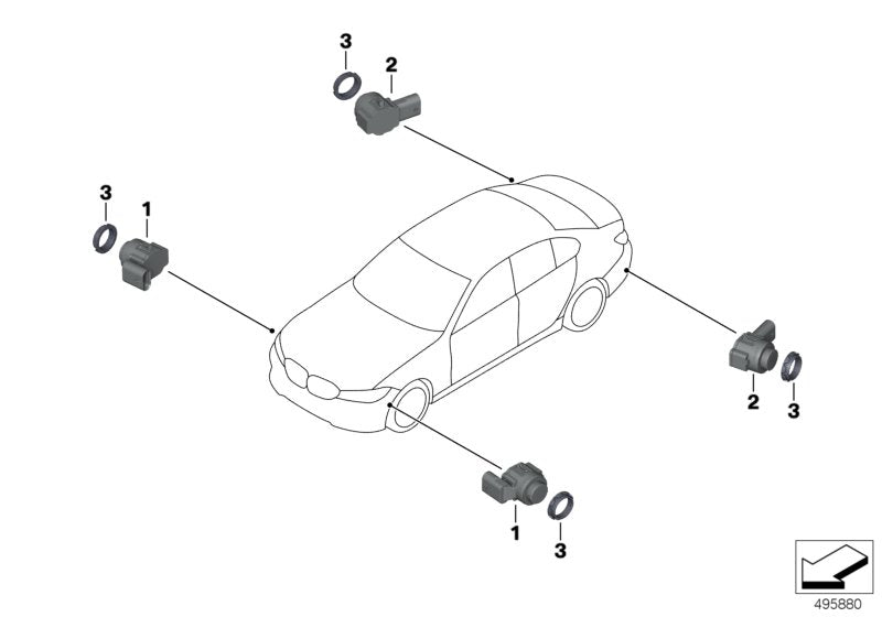 Genuine BMW 66209472143 G20 G21 Ultrasonic Sensor Vermont Bronze WC1Z (Inc. 330i, 330iX & 330e)