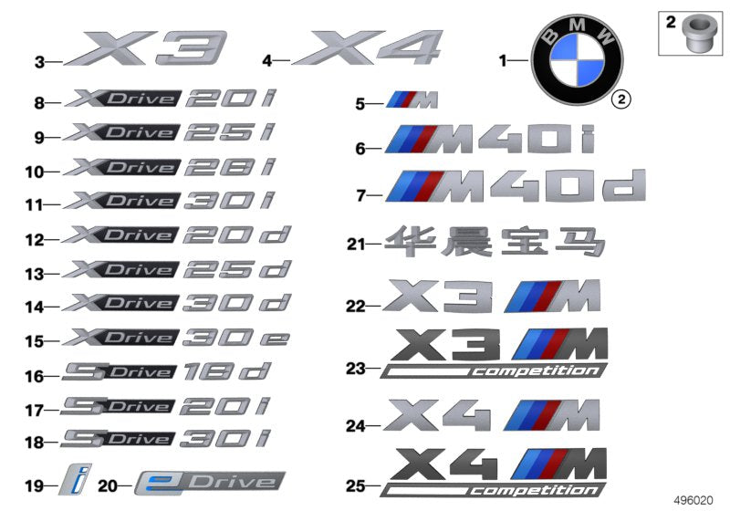 Genuine BMW 51148737320 G02 Label X4 (Inc. X4)