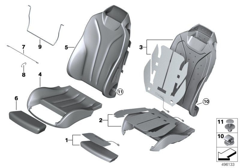 Genuine BMW 52107479337 Leather Cover Sport Backrest Left COGNAC (Inc. 420i, 420d & 440i)