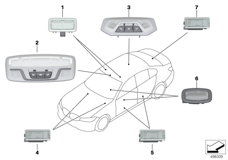 Genuine BMW 63316998134 G20 G21 Luggage Compartment Lamp Led (Inc. 330dX, M340i & 320i 1.6)