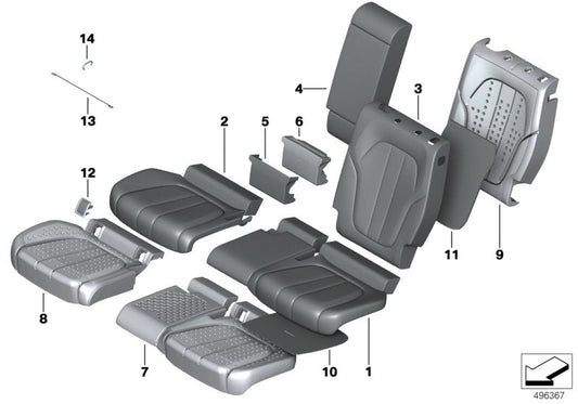 Genuine BMW 52208493773 G05 G07 Cover, Backrest, Center, Leather, Upper TARTUFO (Inc. X5 40i & X7)