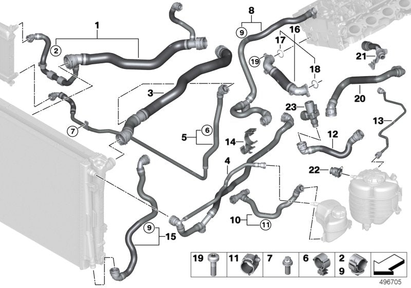 Genuine BMW 17128653612 G29 Hose, Remote, Coolant Radiator (Inc. Z4 30i & Z4 M40i)