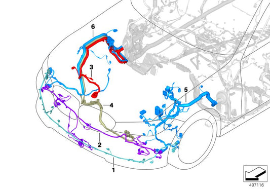 Genuine BMW 61129436176 Wiring Harness, Front End