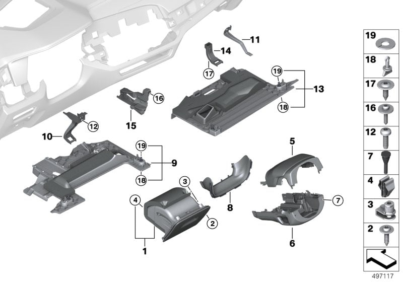 Genuine BMW 51459399352 G07 G05 G06 Folding Box, Driver's Side SCHWARZ (Inc. X5 & X7 40iX)