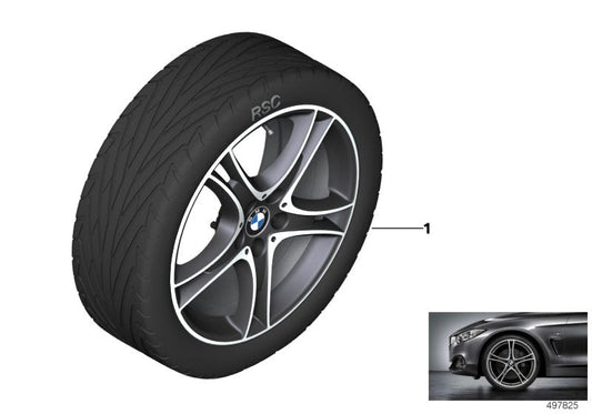 Genuine BMW 36110077823 F40 F44 Tpm Tire And Wheel, Summer, Orbitgrey 225/40R18 92Y (Inc. 120dX, 118d & 116d)
