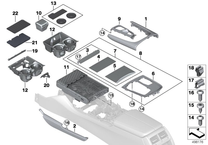 Genuine BMW 51167949687 G11 TriCover, Center Console, Leather COGNAC (Inc. 730LdX, 750LdX & 745Le)