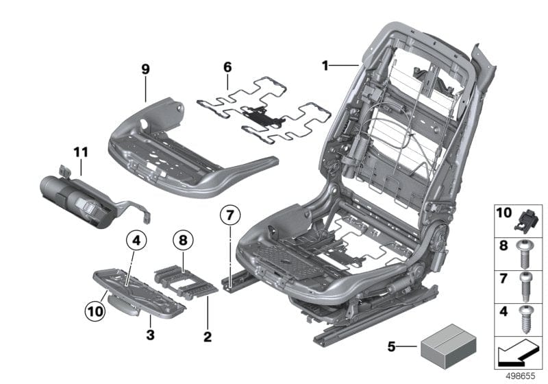 Genuine BMW 52107375200 Seat Pan, Base / Multifunction, Right (Inc. 650i, 640d & M6)