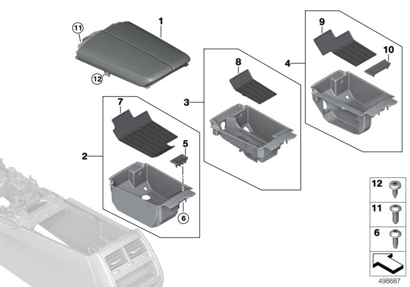 Genuine BMW 51167946461 G11 Armrest, Leath.Front, With Dec.Stitching COGNAC (Inc. Alpina B7, 730i & 745e)