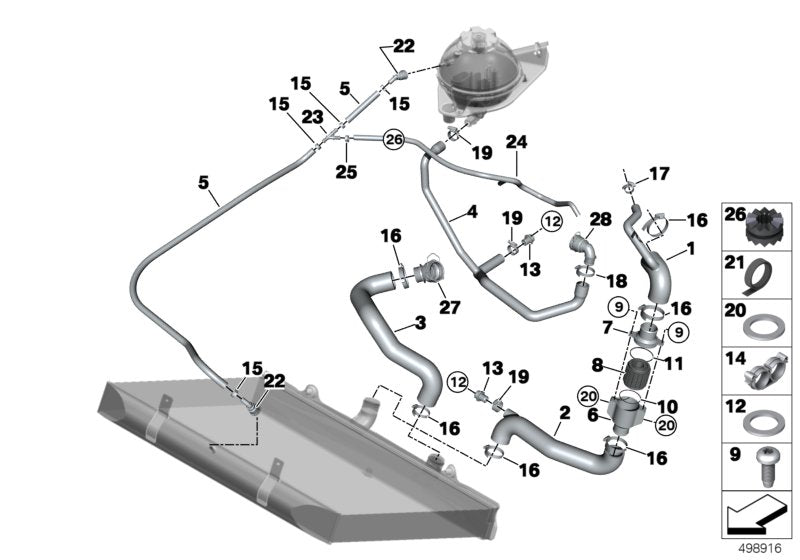 Genuine BMW 17108428250 Radiator Return Line (Inc. M6 GT3)