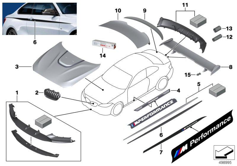 Genuine BMW 51192343354 F22 Rear Diffusor, Matt Black M PERFORMANCE (Inc. 228iX, 230i & 230iX)