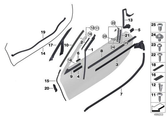 Genuine BMW 51337457944 I15 Right Window Guide (Inc. i8)