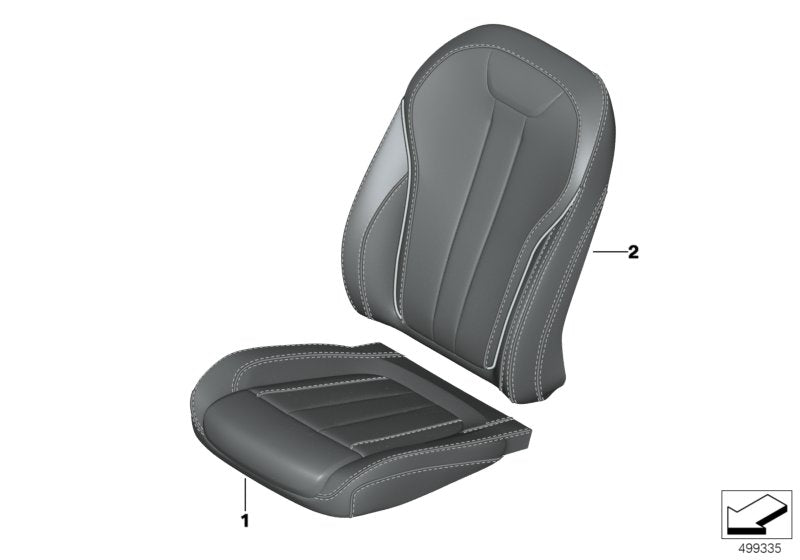 Genuine BMW 52108493583 G07 G05 G06 Cover, Comfort Backrest, Perf. Lthr, Le WEISS/BLAU (Inc. X7 50iX, X5 45eX & X6 30dX)