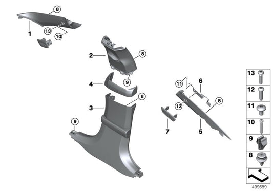 Genuine BMW 51439493826 G16 Trim, B-Pillar, Leather, Lower Right ELFENBEINWEISS (Inc. 840dX, 840iX & M850iX)