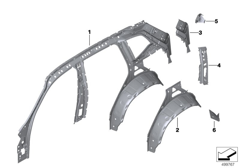 Genuine BMW 41009498834 Reinforcement D-Pillar Inside Right (Inc. X4)