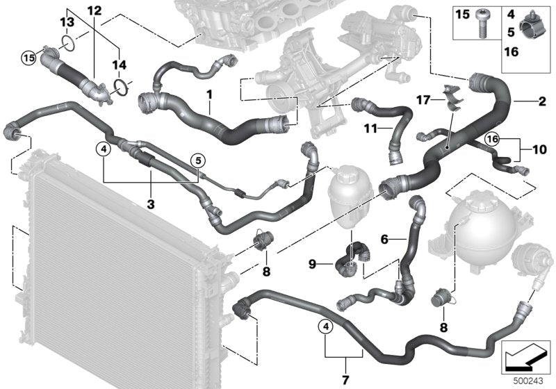 Genuine BMW 17128670666 G01 G02 Hose, Radiator-Engine (Inc. X3 M40iX & X4 M40iX)
