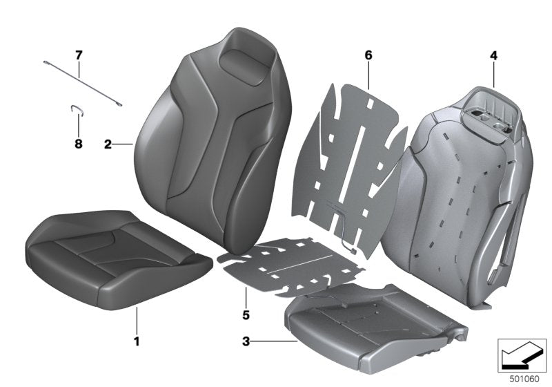 Genuine BMW 52109483400 G16 Basic Backrest Leather Cover, Right SCHWARZ (Inc. 840dX, 840i & 840iX)