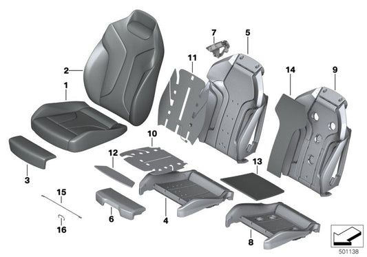 Genuine BMW 52108067228 F93 F92 F91 Leather Cover Sport Backrest Right SILVERSTONE (Inc. M8)